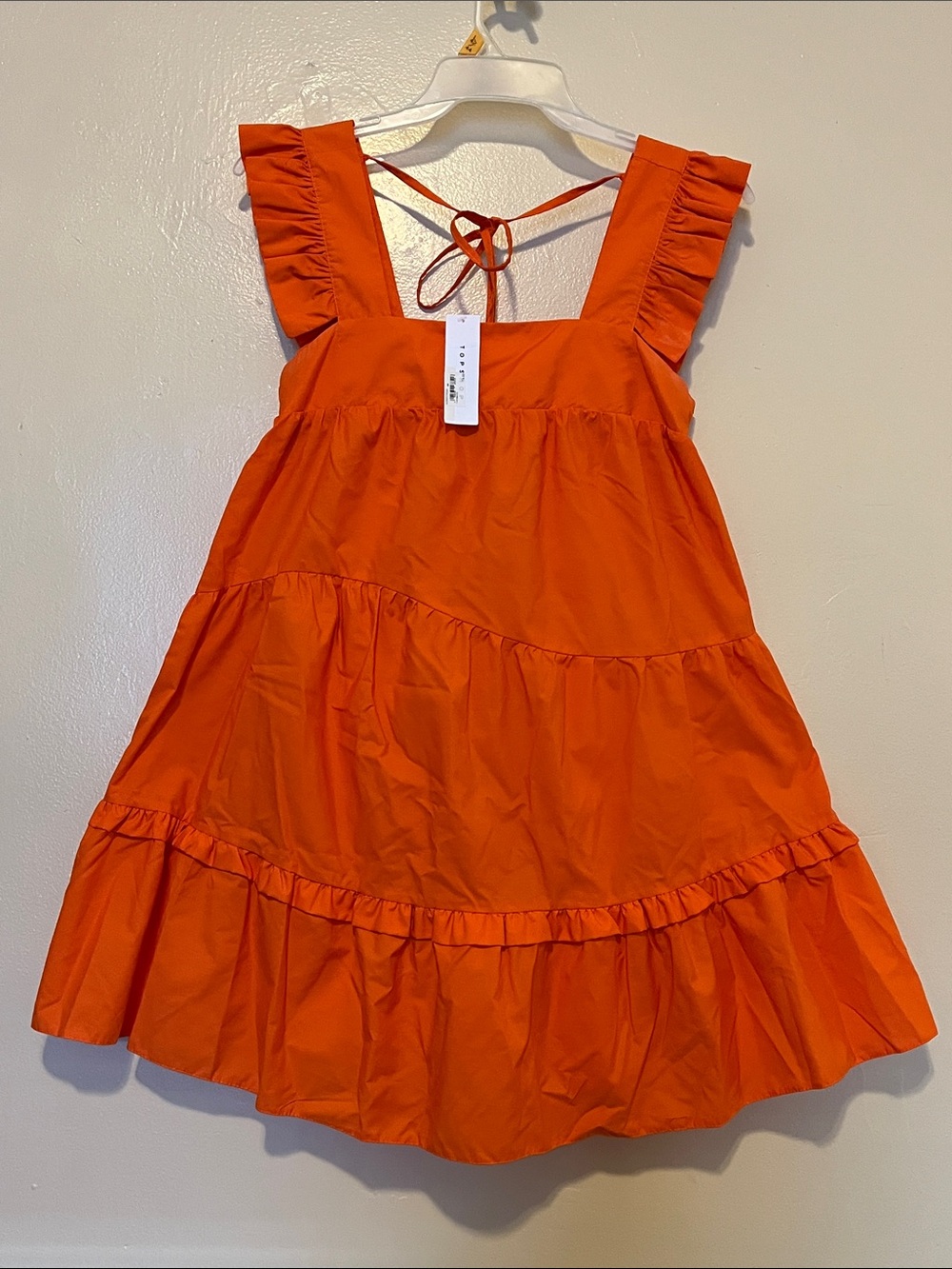 Topshop Bright Orange Ruffle Tiered Sundress